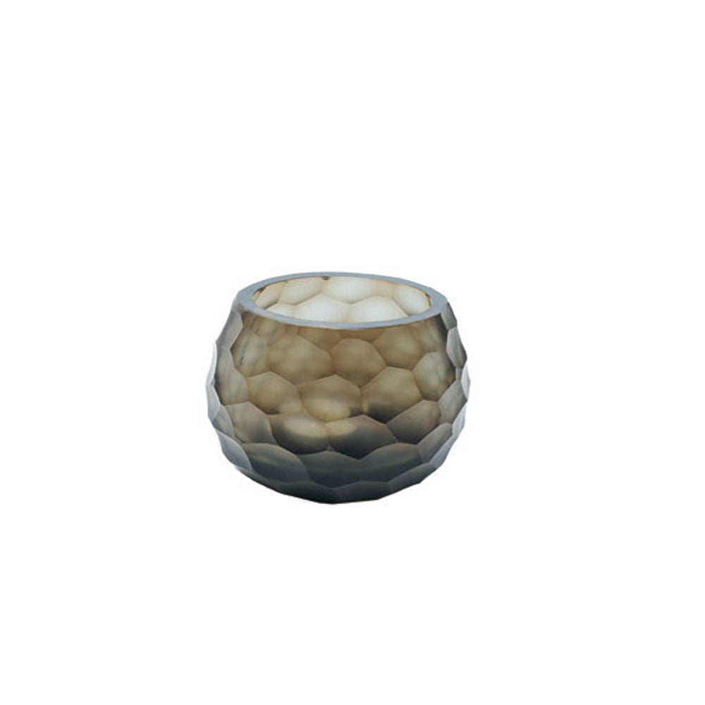 Guaxs Teelicht Somba in der Farbe smokegrey von Hand geschliffen.