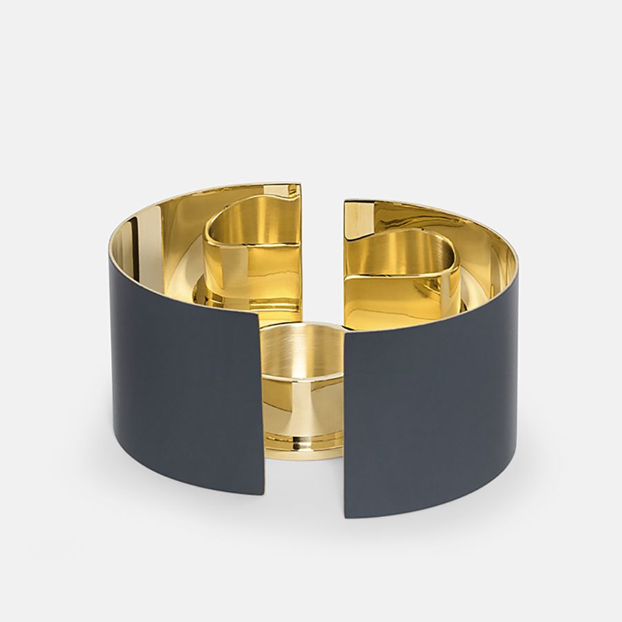 Skultuna Kerzenhalter in Grau und Gold